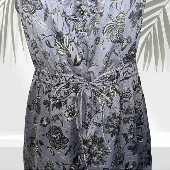 Converse Blue Gray Floral Sleeveless Midi Skater Dress - Size Small - Picture 3 of 7